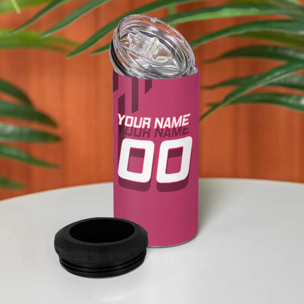 Personalized Nezuko Kamado Demon Slayer Badminton Cheerleader 4 in 1 Can Cooler Tumbler with Pom Poms and Pink White Graphic Design - The Mazicc