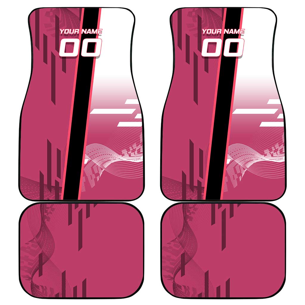 Personalized Nezuko Kamado Demon Slayer Badminton Cheerleader Car Mats with Pom Poms and Pink White Graphic Design - The Mazicc