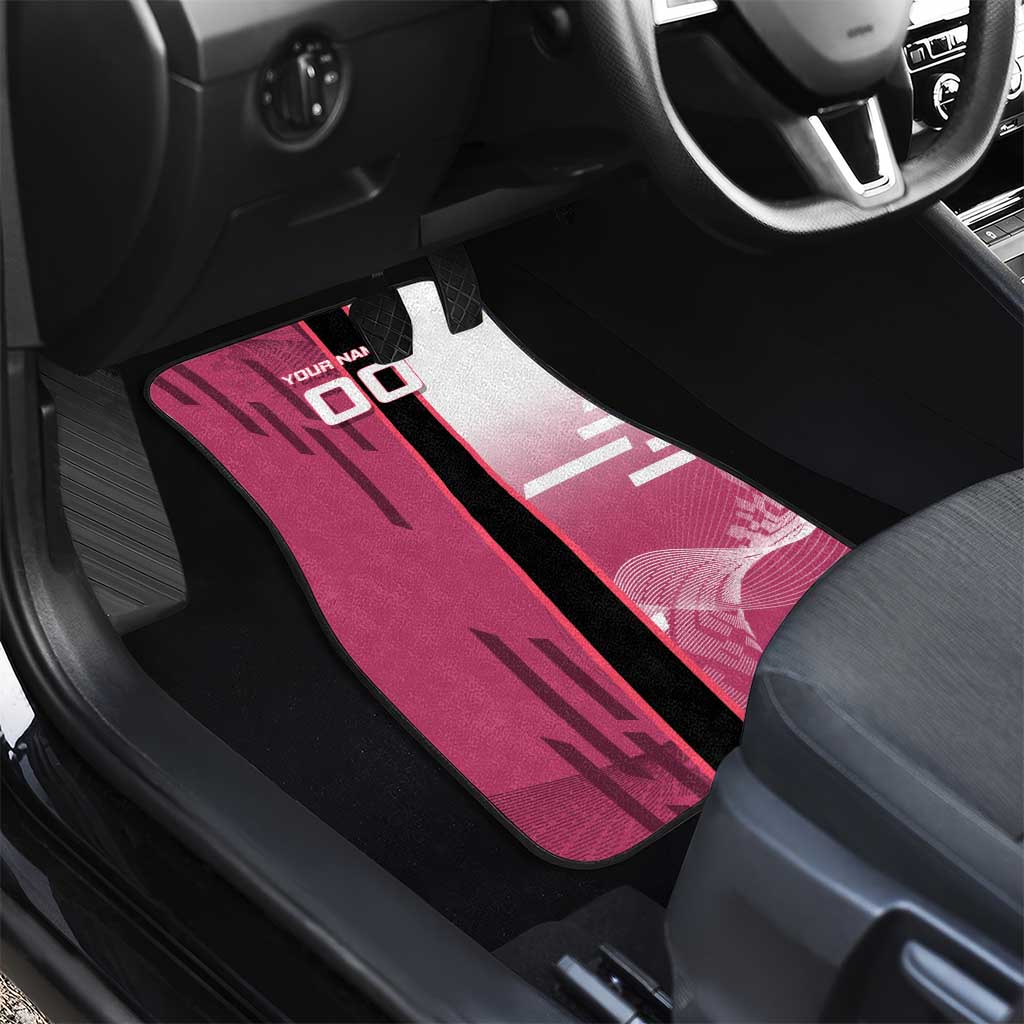 Personalized Nezuko Kamado Demon Slayer Badminton Cheerleader Car Mats with Pom Poms and Pink White Graphic Design - The Mazicc