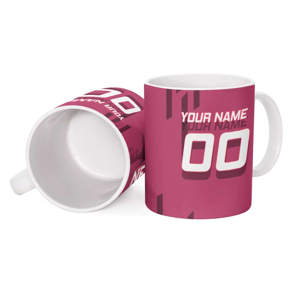Personalized Nezuko Kamado Demon Slayer Badminton Cheerleader Ceramic Mug with Pom Poms and Pink White Graphic Design - The Mazicc