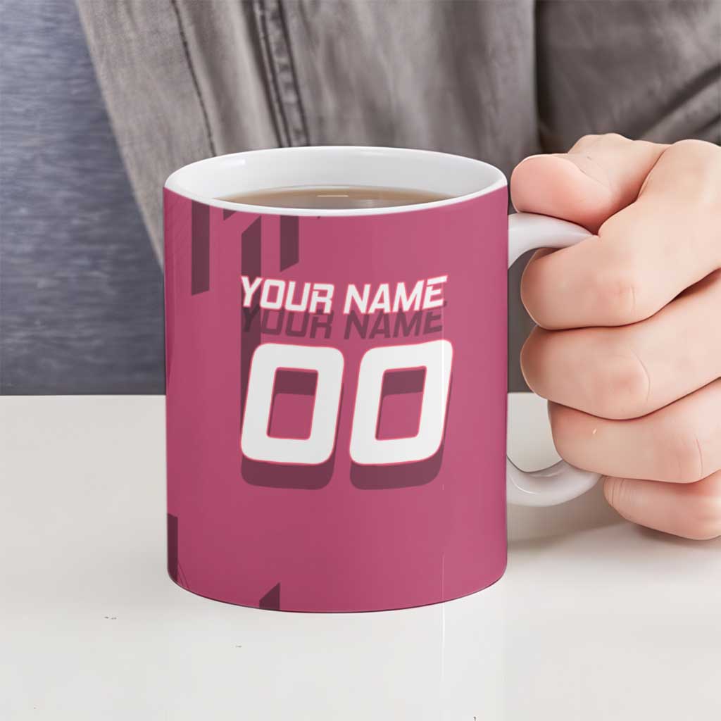 Personalized Nezuko Kamado Demon Slayer Badminton Cheerleader Ceramic Mug with Pom Poms and Pink White Graphic Design - The Mazicc