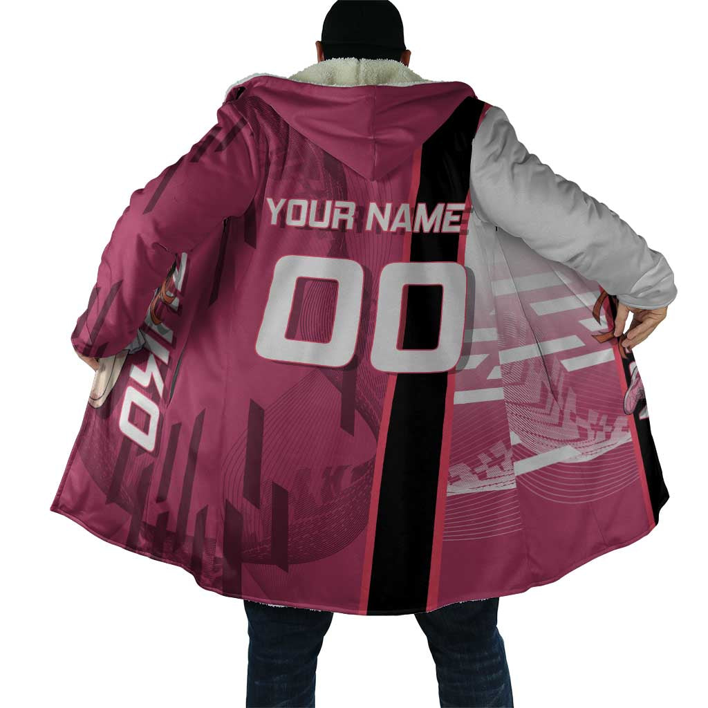 Personalized Nezuko Kamado Demon Slayer Badminton Cheerleader Cloak with Pom Poms and Pink White Graphic Design - The Mazicc