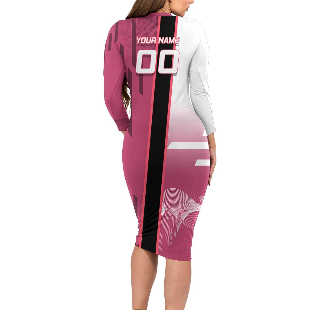 Personalized Nezuko Kamado Demon Slayer Badminton Cheerleader Family Matching Long Sleeve Bodycon Dress and Hawaiian Shirt with Pom Poms and Pink White Graphic Design