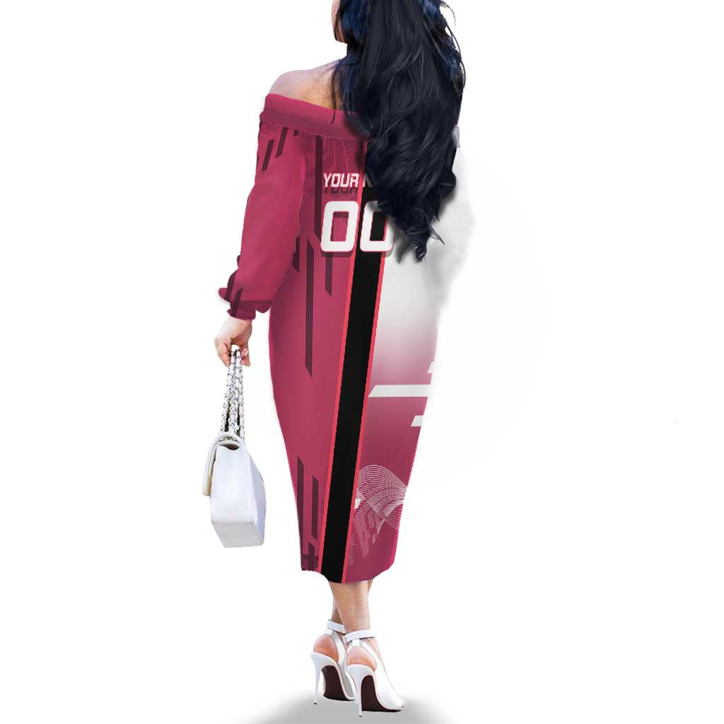 Personalized Nezuko Kamado Demon Slayer Badminton Cheerleader Family Matching Off The Shoulder Long Sleeve Dress and Hawaiian Shirt with Pom Poms and Pink White Graphic Design