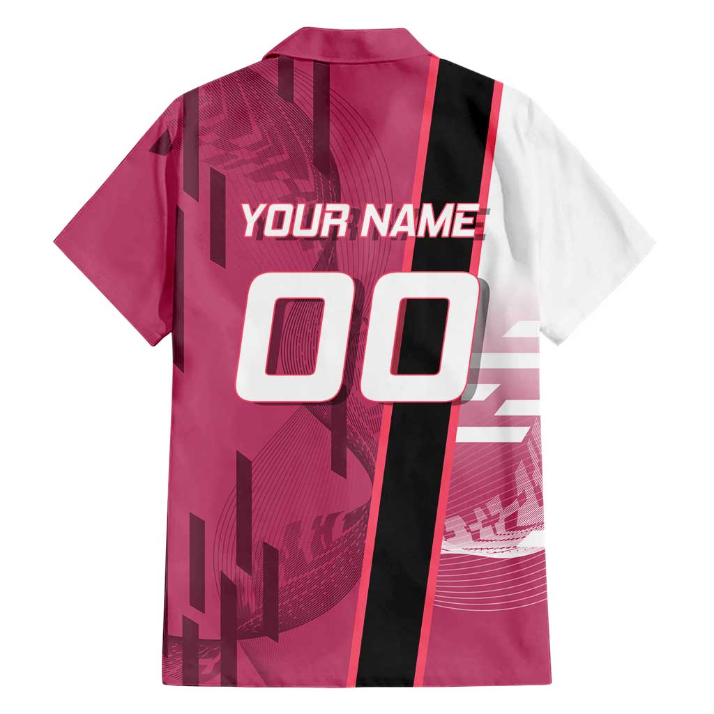 Personalized Nezuko Kamado Demon Slayer Badminton Cheerleader Family Matching Off Shoulder Maxi Dress and Hawaiian Shirt with Pom Poms and Pink White Graphic Design