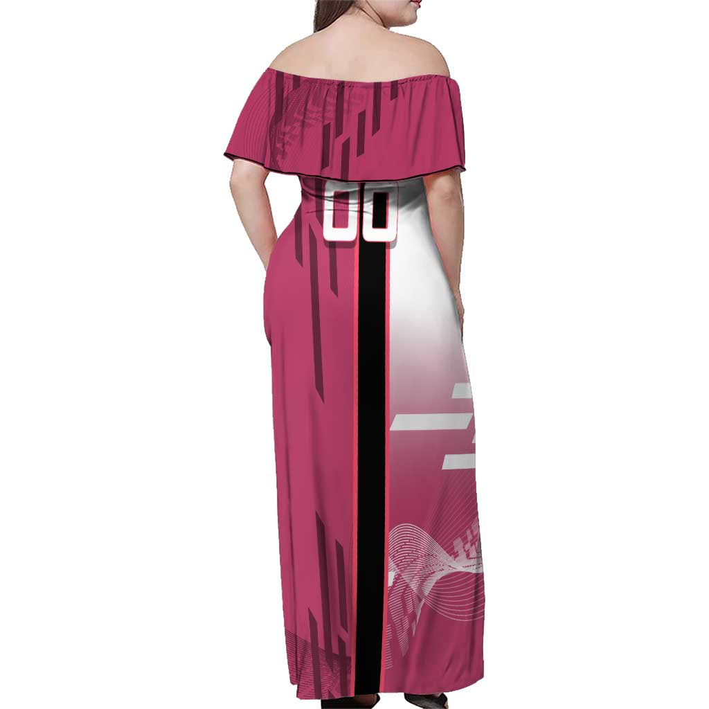 Personalized Nezuko Kamado Demon Slayer Badminton Cheerleader Family Matching Off Shoulder Maxi Dress and Hawaiian Shirt with Pom Poms and Pink White Graphic Design