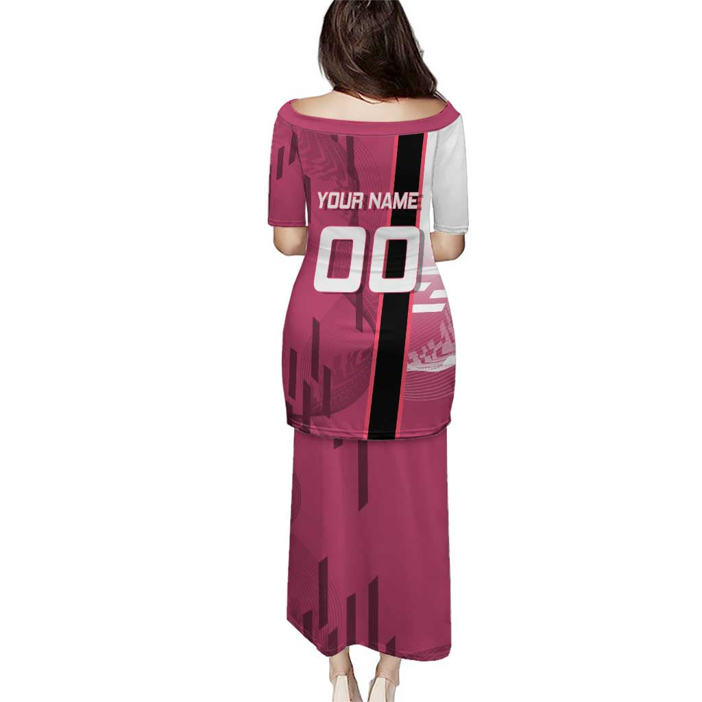 Personalized Nezuko Kamado Demon Slayer Badminton Cheerleader Family Matching Puletasi and Hawaiian Shirt with Pom Poms and Pink White Graphic Design