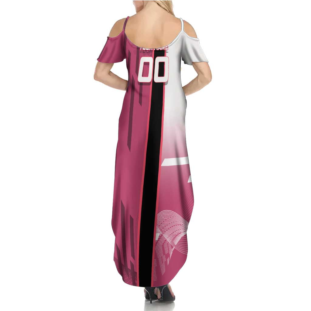 Personalized Nezuko Kamado Demon Slayer Badminton Cheerleader Family Matching Summer Maxi Dress and Hawaiian Shirt with Pom Poms and Pink White Graphic Design
