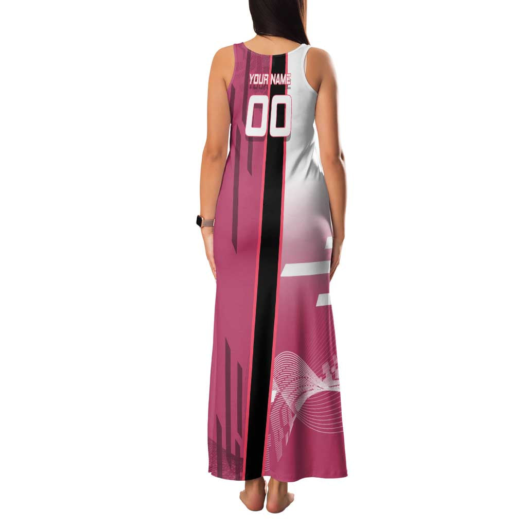 Personalized Nezuko Kamado Demon Slayer Badminton Cheerleader Family Matching Tank Maxi Dress and Hawaiian Shirt with Pom Poms and Pink White Graphic Design