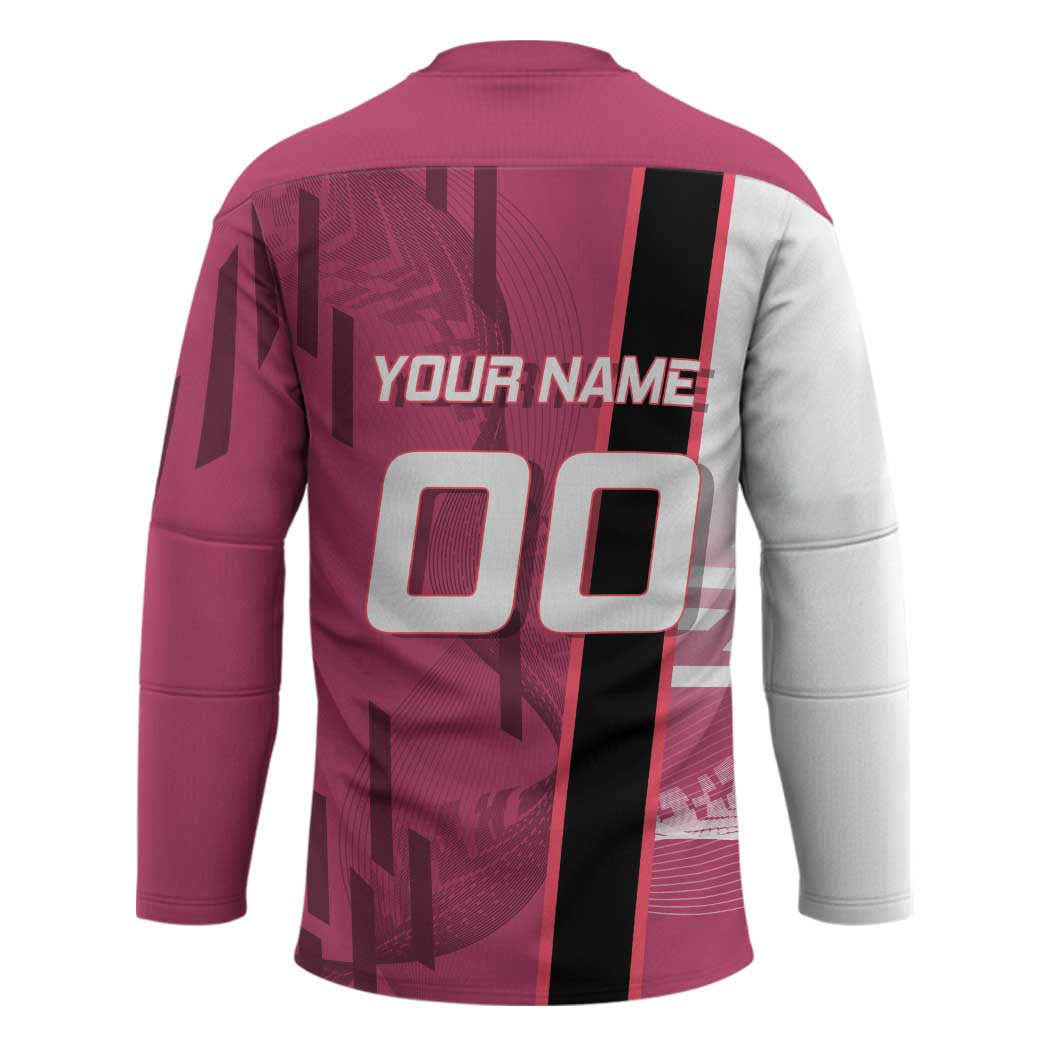 Personalized Nezuko Kamado Demon Slayer Badminton Cheerleader Hockey Jersey with Pom Poms and Pink White Graphic Design - The Mazicc