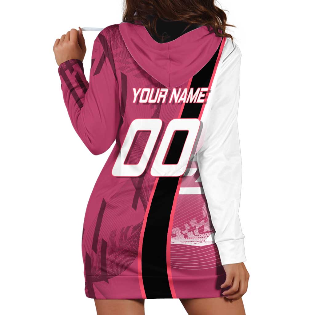 Personalized Nezuko Kamado Demon Slayer Badminton Cheerleader Hoodie Dress with Pom Poms and Pink White Graphic Design - The Mazicc