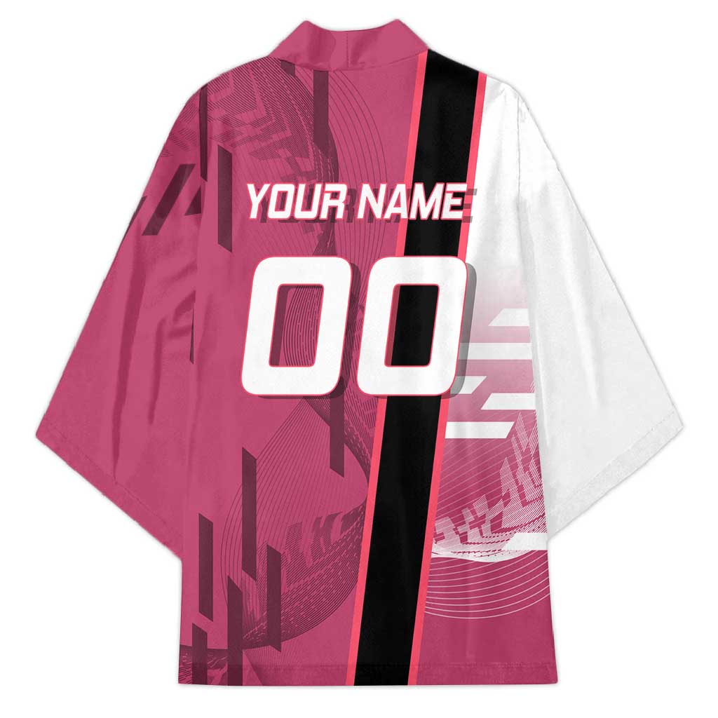 Personalized Nezuko Kamado Demon Slayer Badminton Cheerleader Kimono with Pom Poms and Pink White Graphic Design - The Mazicc
