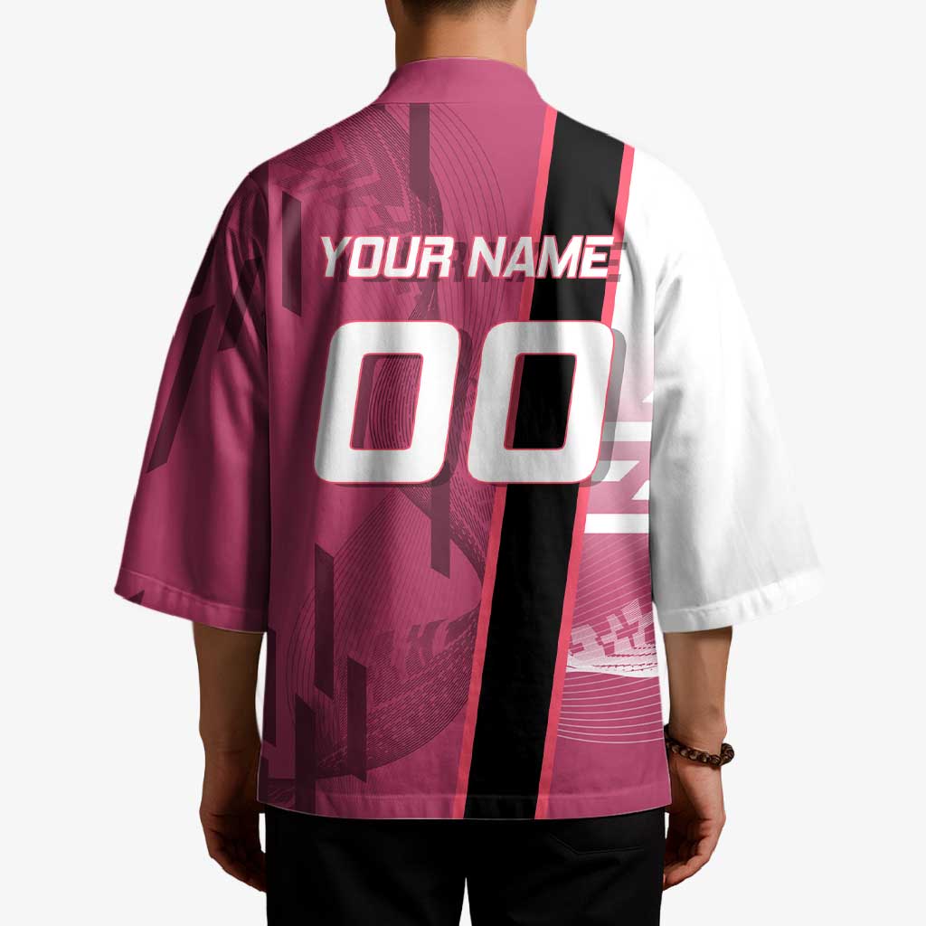 Personalized Nezuko Kamado Demon Slayer Badminton Cheerleader Kimono with Pom Poms and Pink White Graphic Design - The Mazicc
