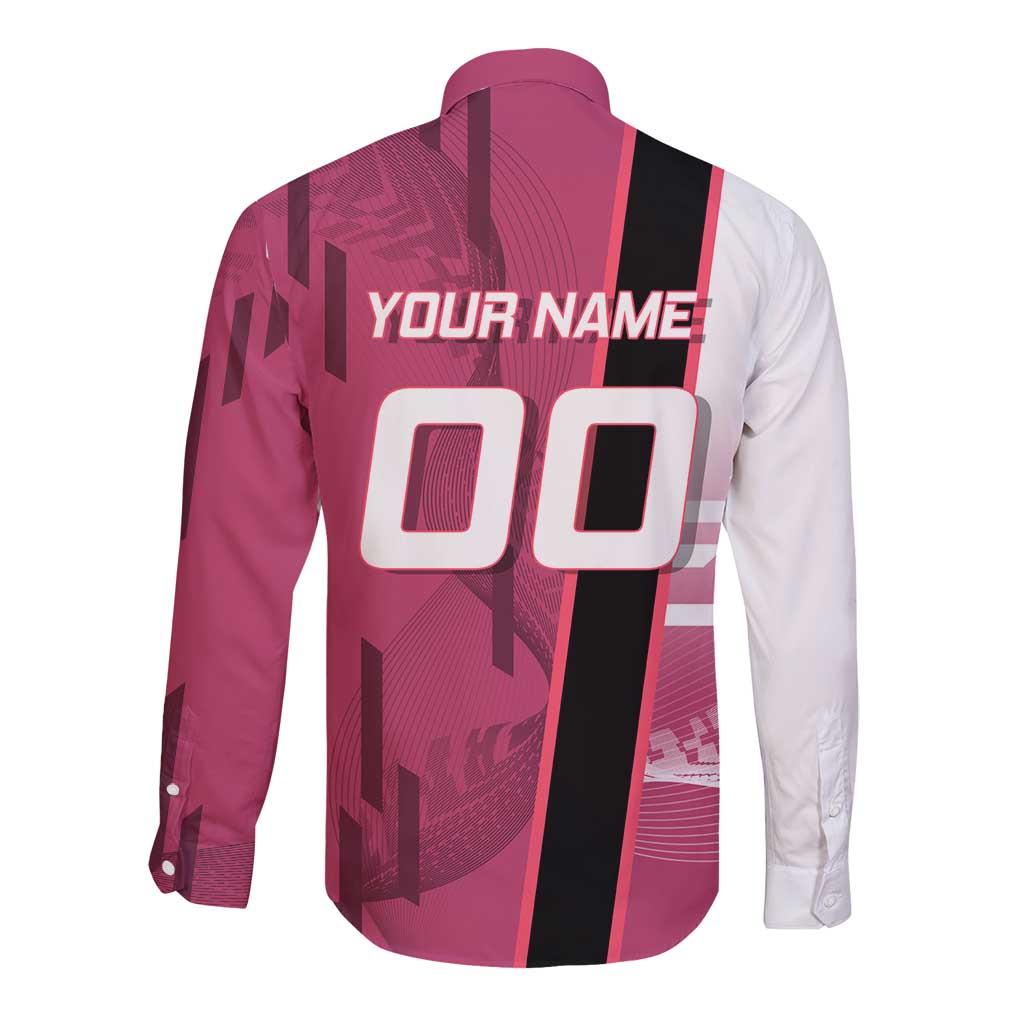 Personalized Nezuko Kamado Demon Slayer Badminton Cheerleader Long Sleeve Button Shirt with Pom Poms and Pink White Graphic Design - The Mazicc
