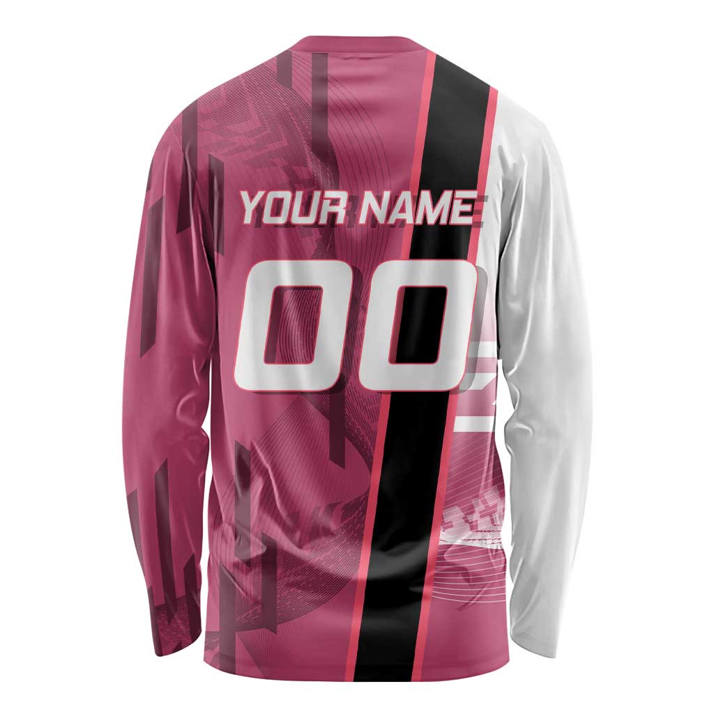 Personalized Nezuko Kamado Demon Slayer Badminton Cheerleader Long Sleeve Shirt with Pom Poms and Pink White Graphic Design - The Mazicc