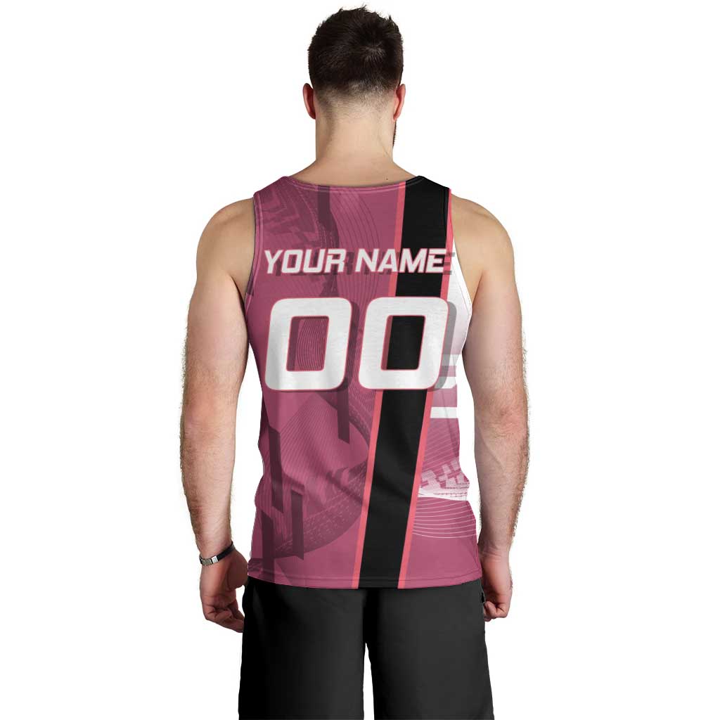 Personalized Nezuko Kamado Demon Slayer Badminton Cheerleader Men Tank Top with Pom Poms and Pink White Graphic Design - The Mazicc