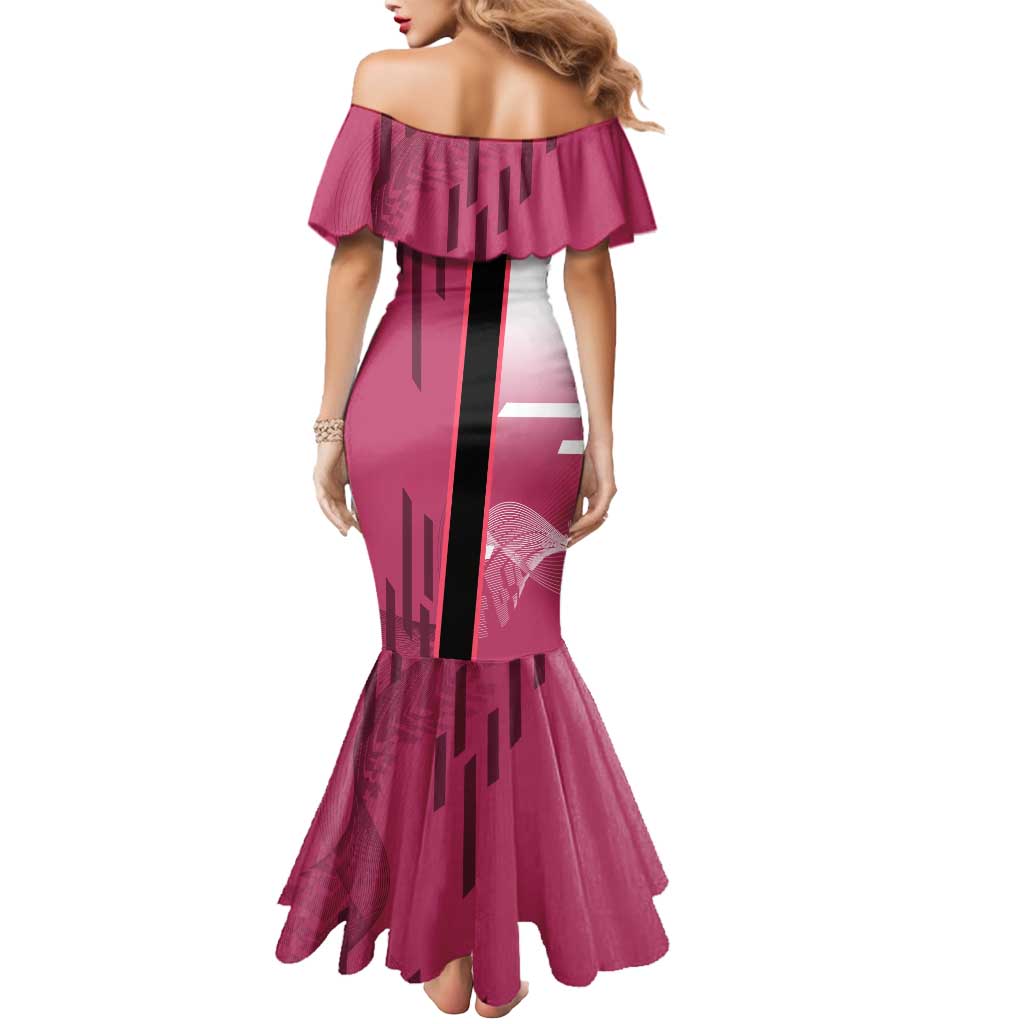 Personalized Nezuko Kamado Demon Slayer Badminton Cheerleader Mermaid Dress with Pom Poms and Pink White Graphic Design - The Mazicc