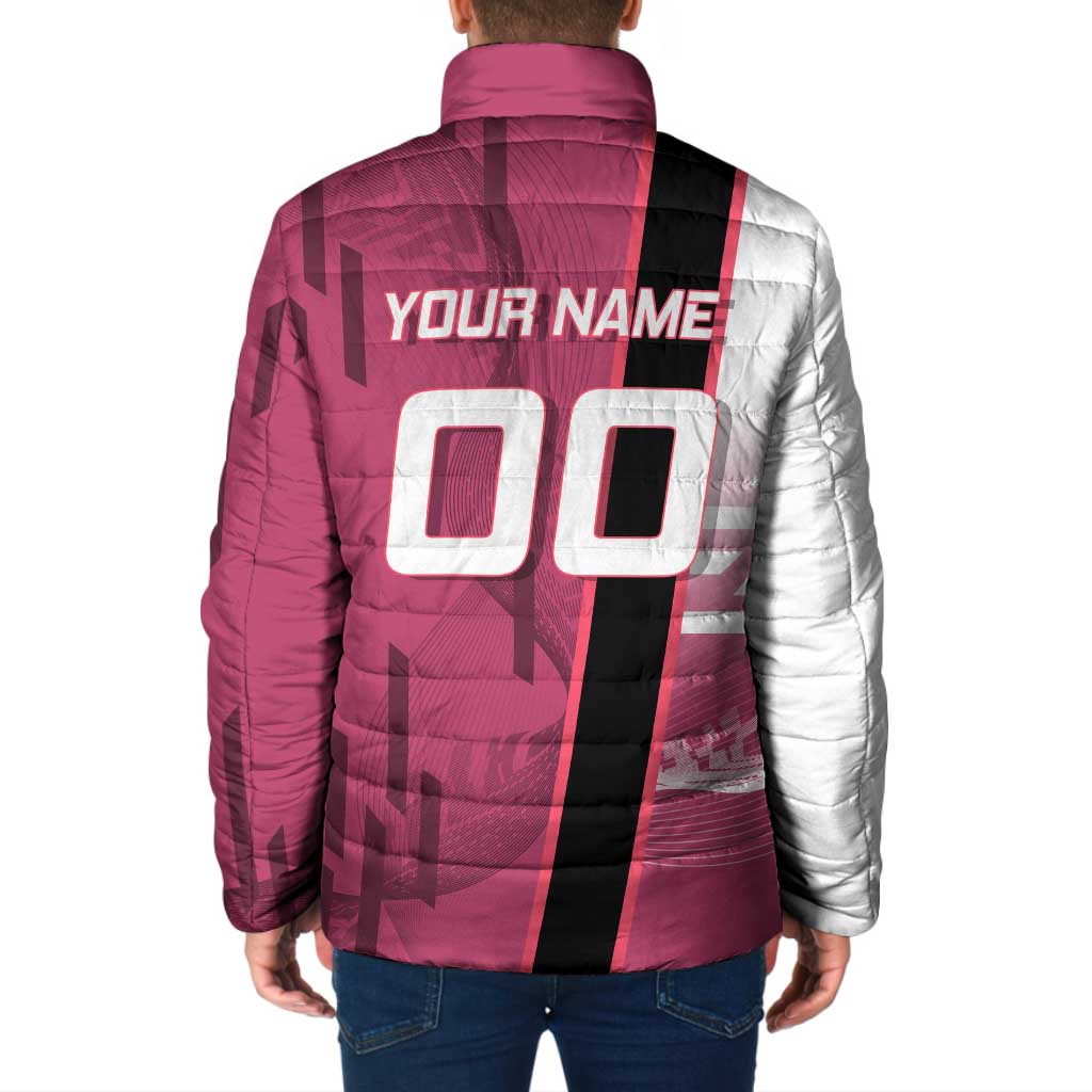 Personalized Nezuko Kamado Demon Slayer Badminton Cheerleader Padded Jacket with Pom Poms and Pink White Graphic Design - The Mazicc