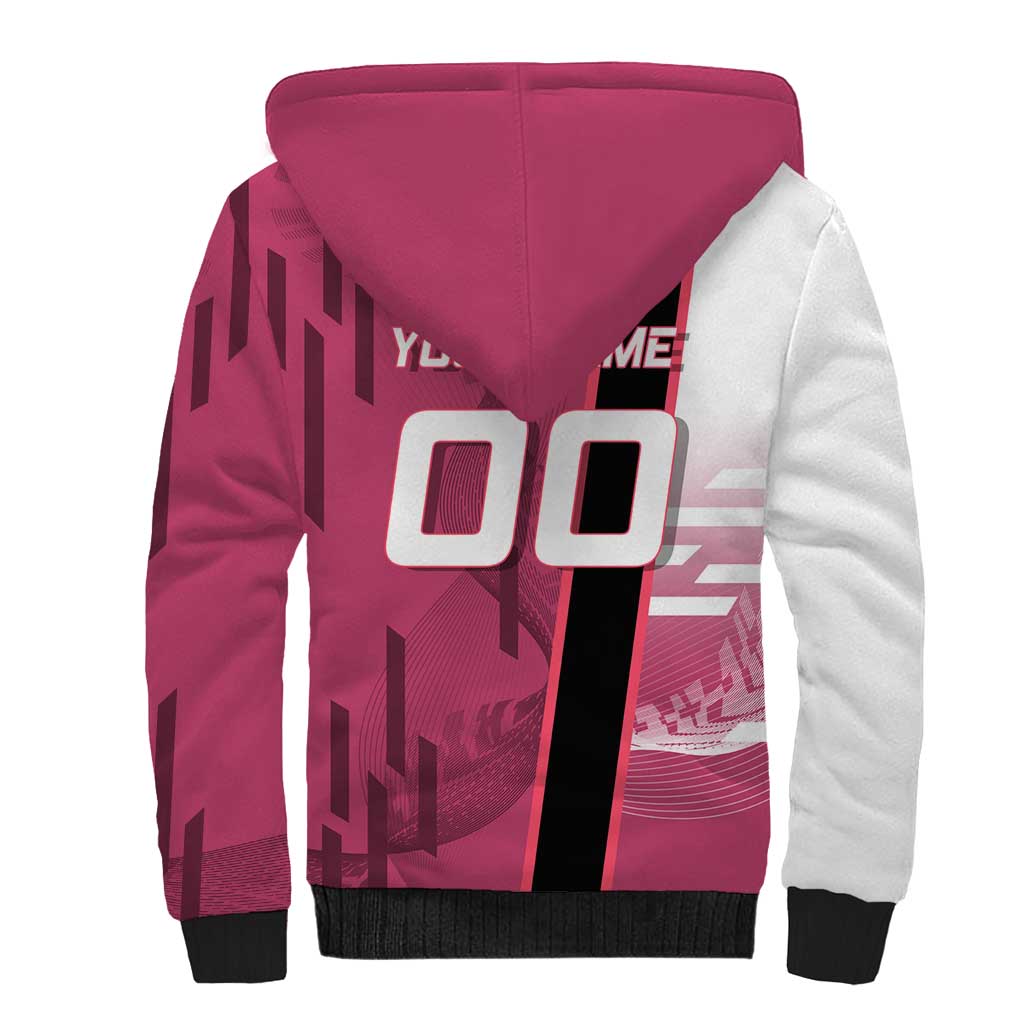 Personalized Nezuko Kamado Demon Slayer Badminton Cheerleader Sherpa Hoodie with Pom Poms and Pink White Graphic Design - The Mazicc