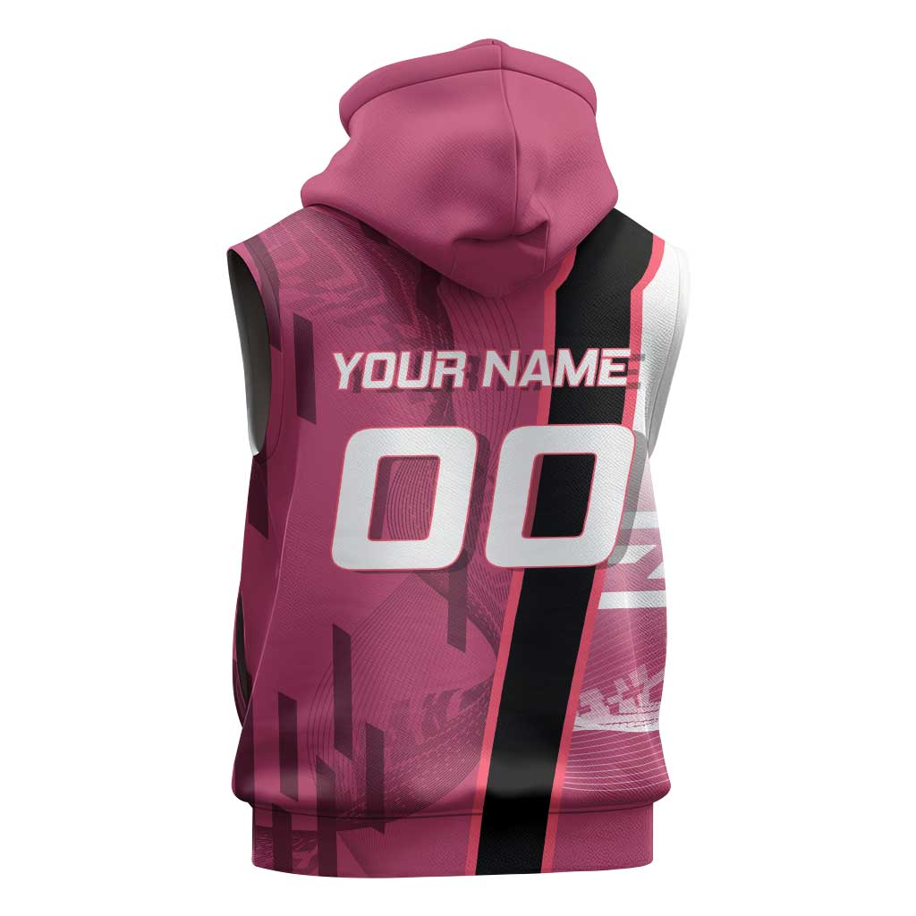 Personalized Nezuko Kamado Demon Slayer Badminton Cheerleader Sleeveless Hoodie with Pom Poms and Pink White Graphic Design - The Mazicc