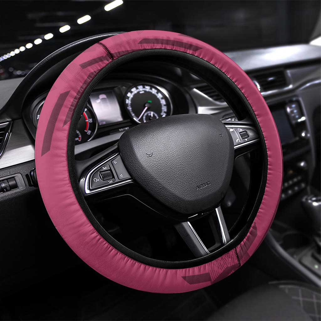 Nezuko Kamado Demon Slayer Badminton Cheerleader Steering Wheel Cover with Pom Poms and Pink White Graphic Design - The Mazicc