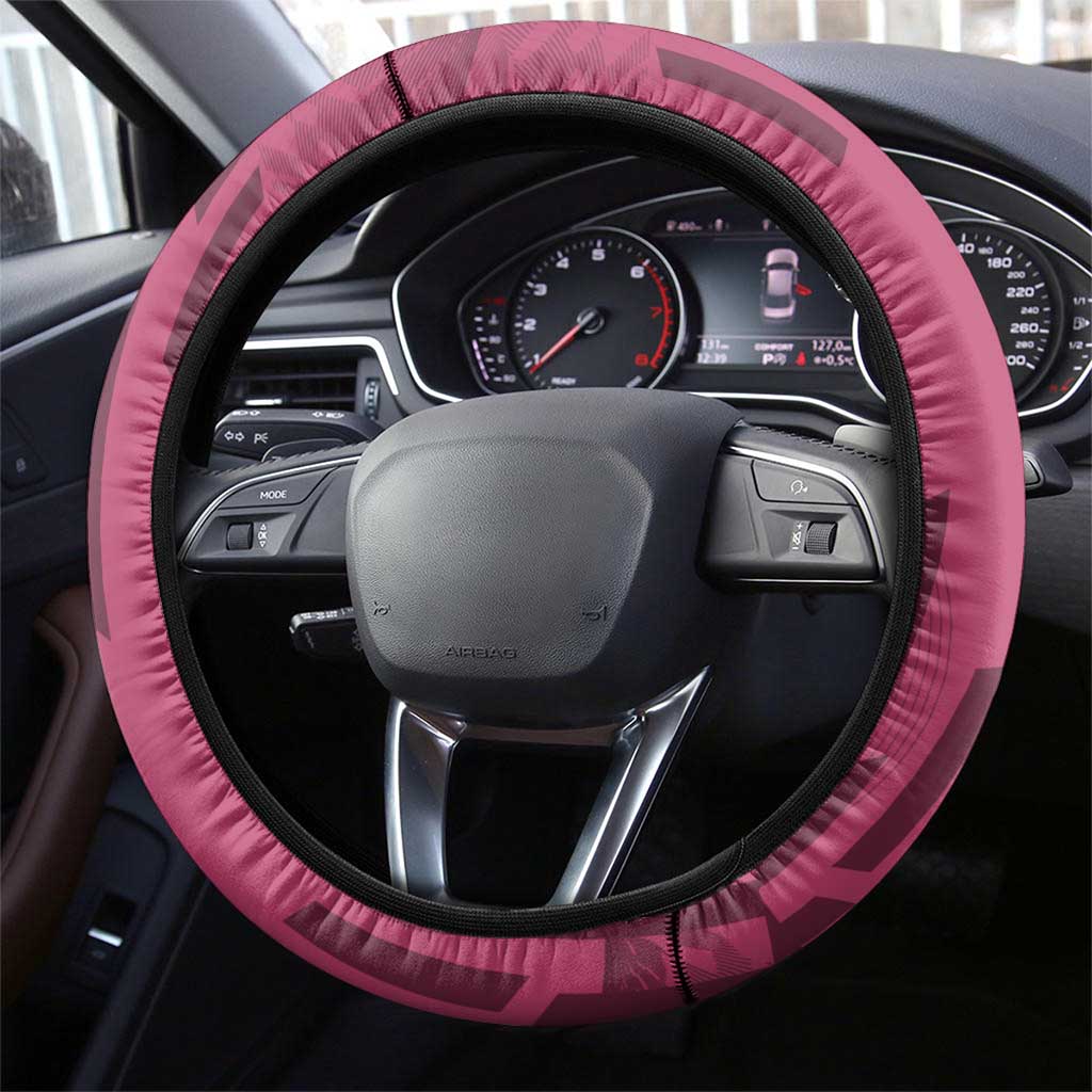 Nezuko Kamado Demon Slayer Badminton Cheerleader Steering Wheel Cover with Pom Poms and Pink White Graphic Design - The Mazicc