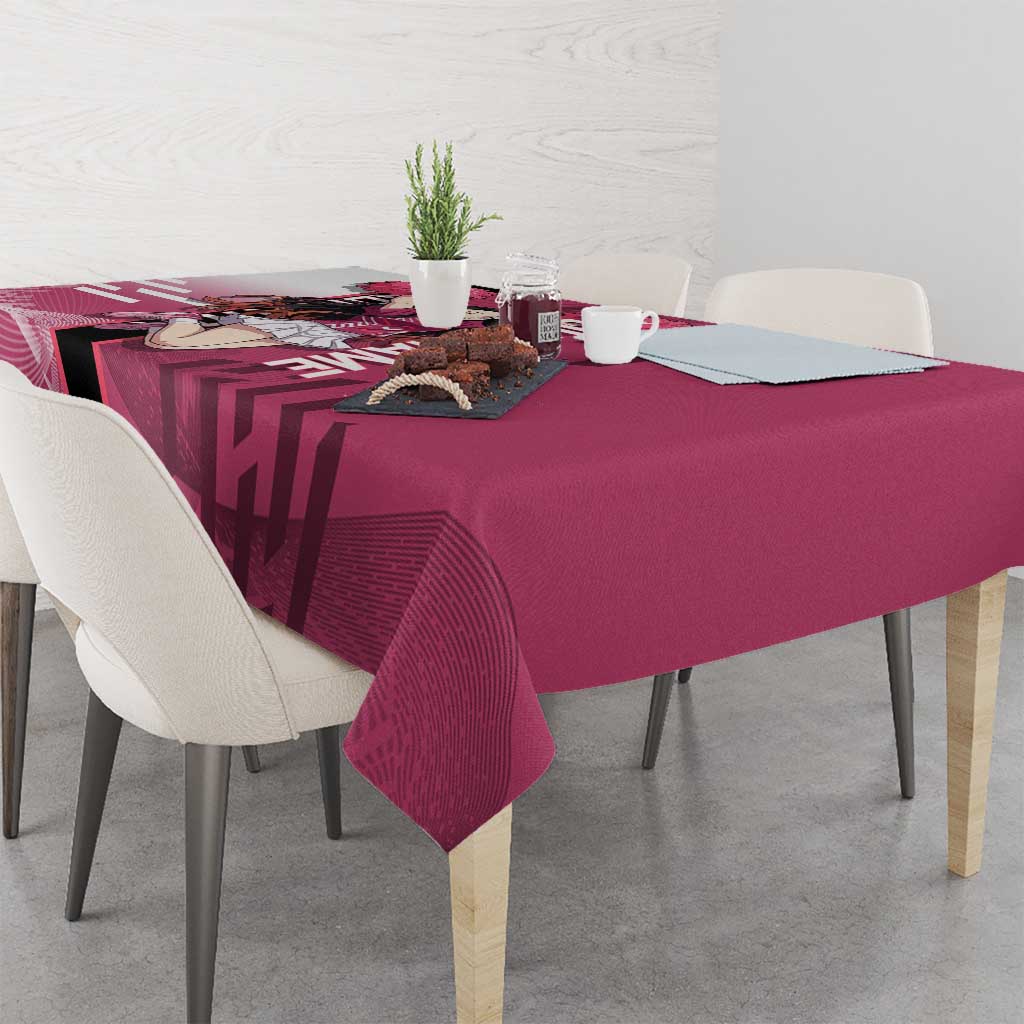 Personalized Nezuko Kamado Demon Slayer Badminton Cheerleader Tablecloth with Pom Poms and Pink White Graphic Design - The Mazicc