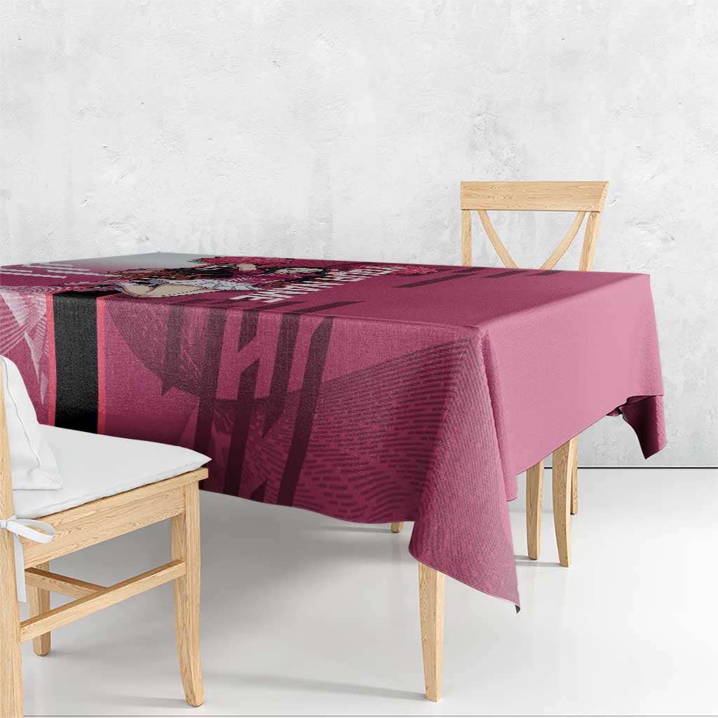 Personalized Nezuko Kamado Demon Slayer Badminton Cheerleader Tablecloth with Pom Poms and Pink White Graphic Design - The Mazicc