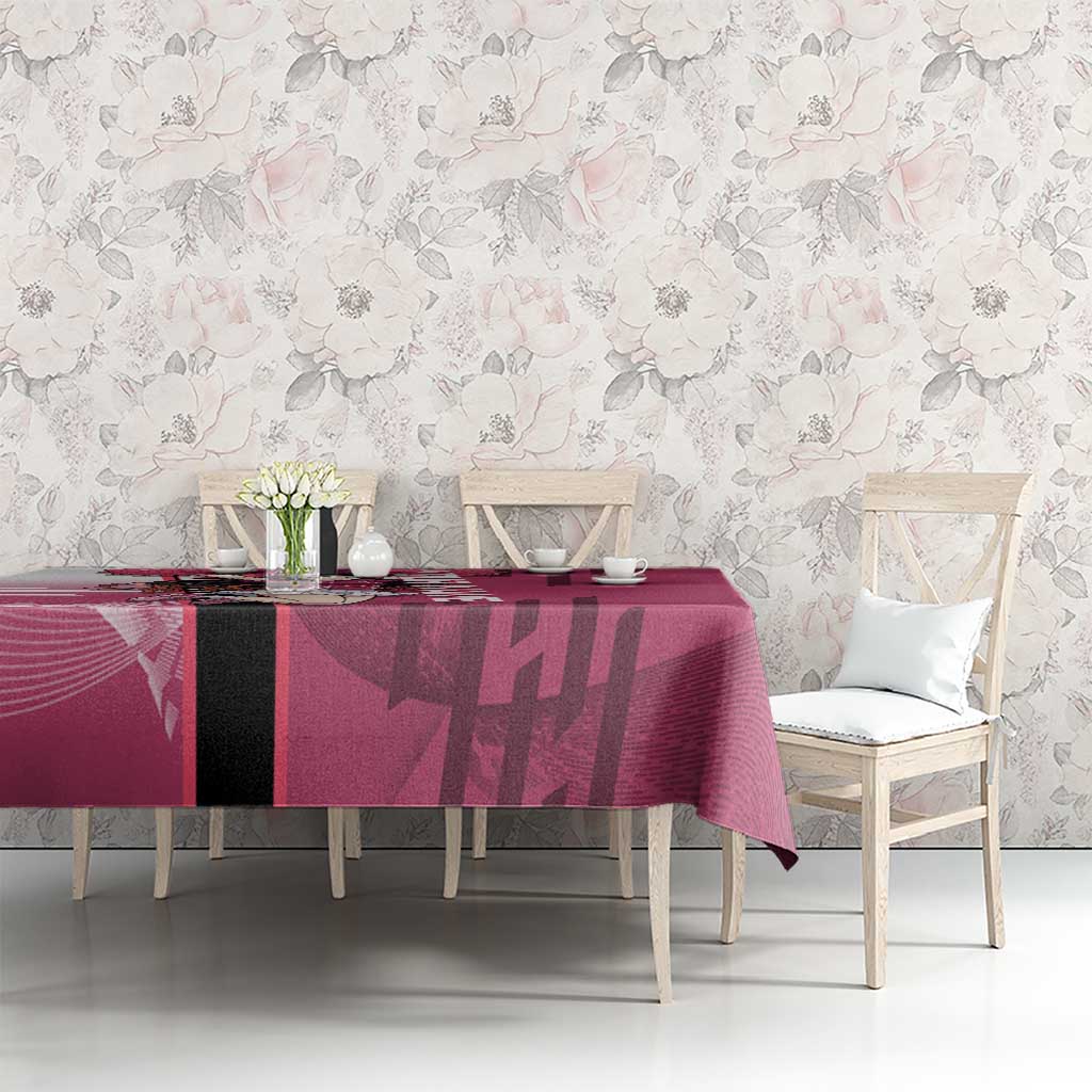 Personalized Nezuko Kamado Demon Slayer Badminton Cheerleader Tablecloth with Pom Poms and Pink White Graphic Design - The Mazicc