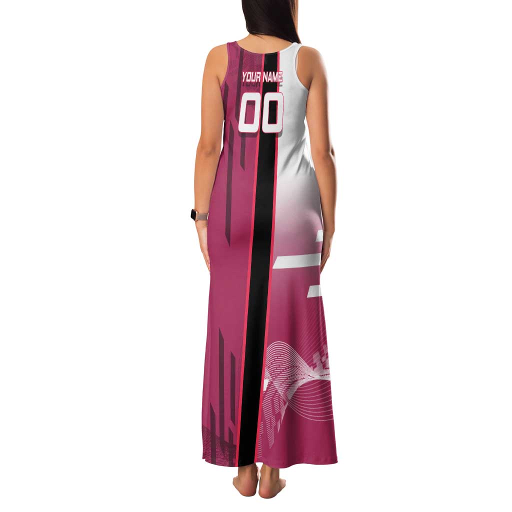 Personalized Nezuko Kamado Demon Slayer Badminton Cheerleader Tank Maxi Dress with Pom Poms and Pink White Graphic Design - The Mazicc