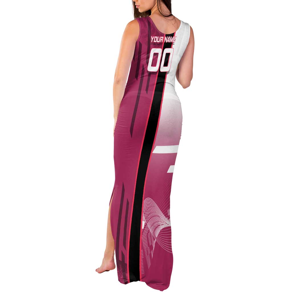 Personalized Nezuko Kamado Demon Slayer Badminton Cheerleader Tank Maxi Dress with Pom Poms and Pink White Graphic Design - The Mazicc