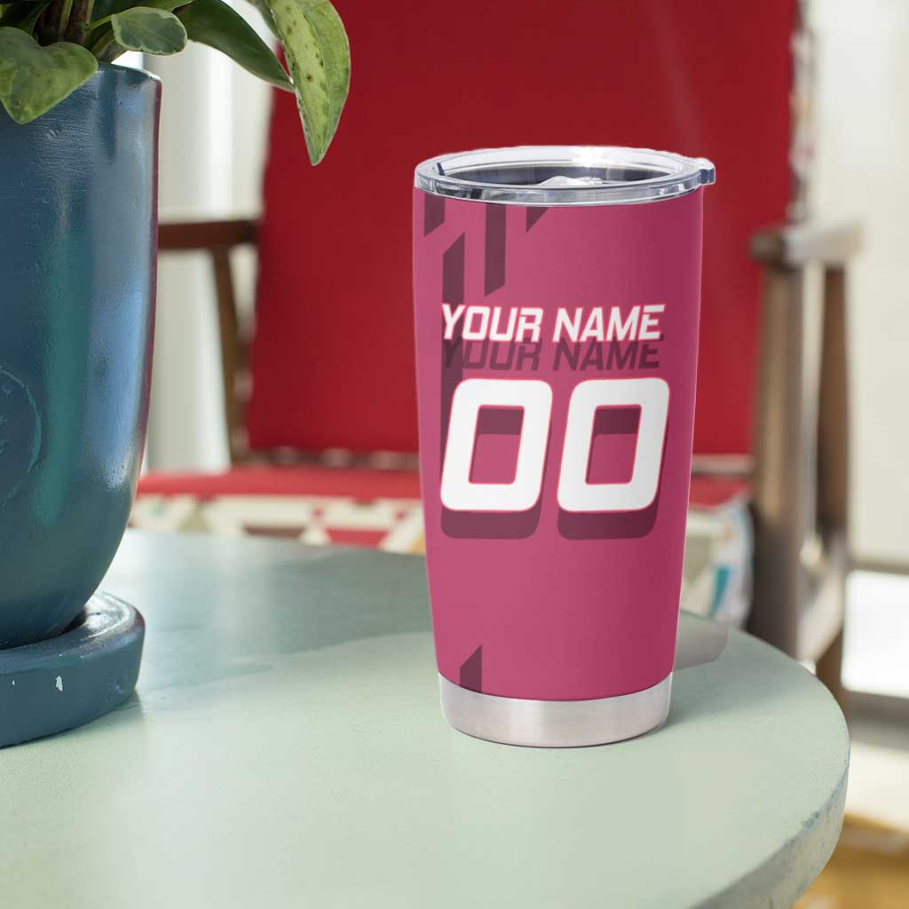 Personalized Nezuko Kamado Demon Slayer Badminton Cheerleader Tumbler Cup with Pom Poms and Pink White Graphic Design - The Mazicc