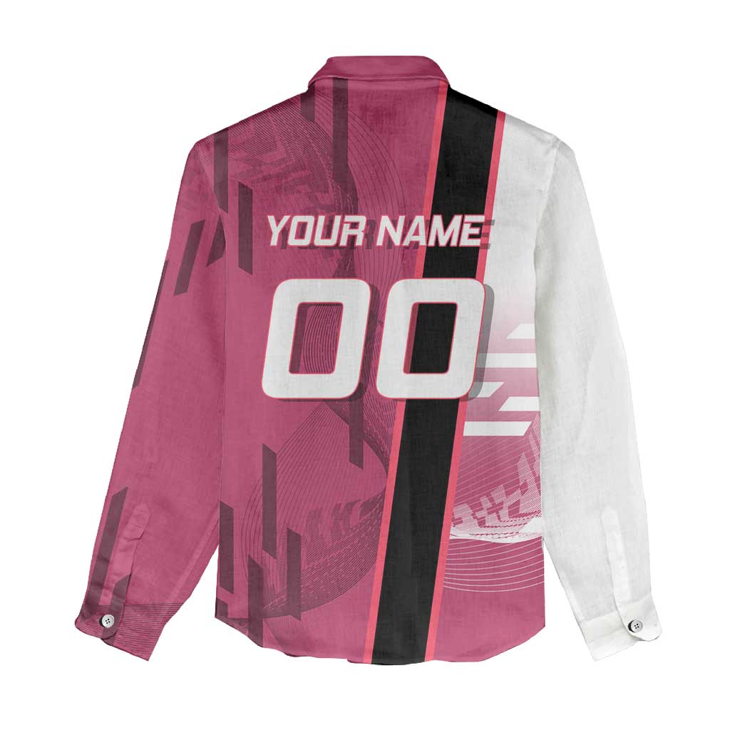 Personalized Nezuko Kamado Demon Slayer Badminton Cheerleader Women Casual Shirt with Pom Poms and Pink White Graphic Design - The Mazicc