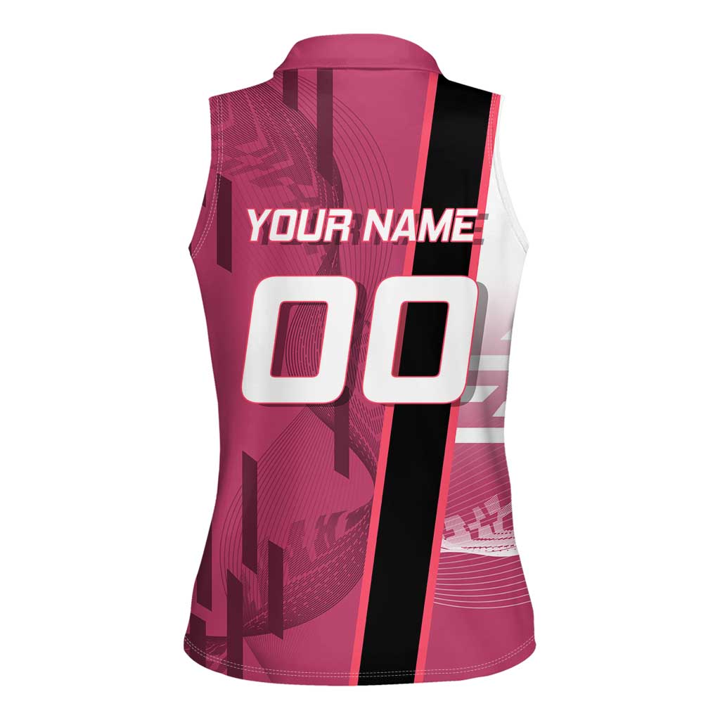 Personalized Nezuko Kamado Demon Slayer Badminton Cheerleader Women Sleeveless Polo Shirt with Pom Poms and Pink White Graphic Design - The Mazicc