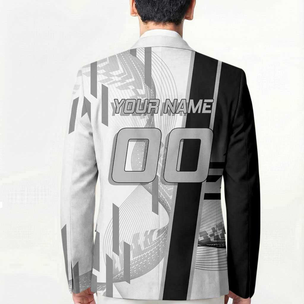 Personalized Obanai Iguro Demon Slayer Badminton Blazer with Racket Action Pose and Black White Graphic Design - The Mazicc