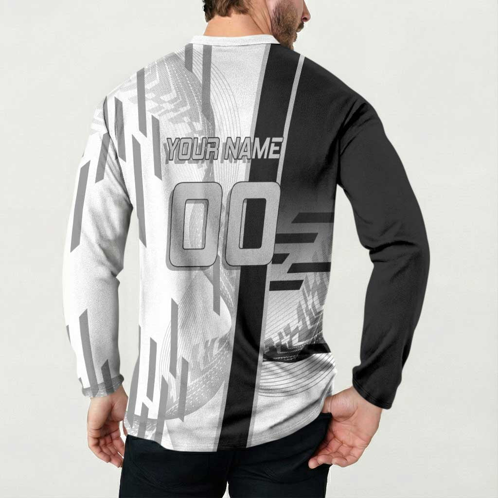 Personalized Obanai Iguro Demon Slayer Badminton Button Sweatshirt with Racket Action Pose and Black White Graphic Design - The Mazicc