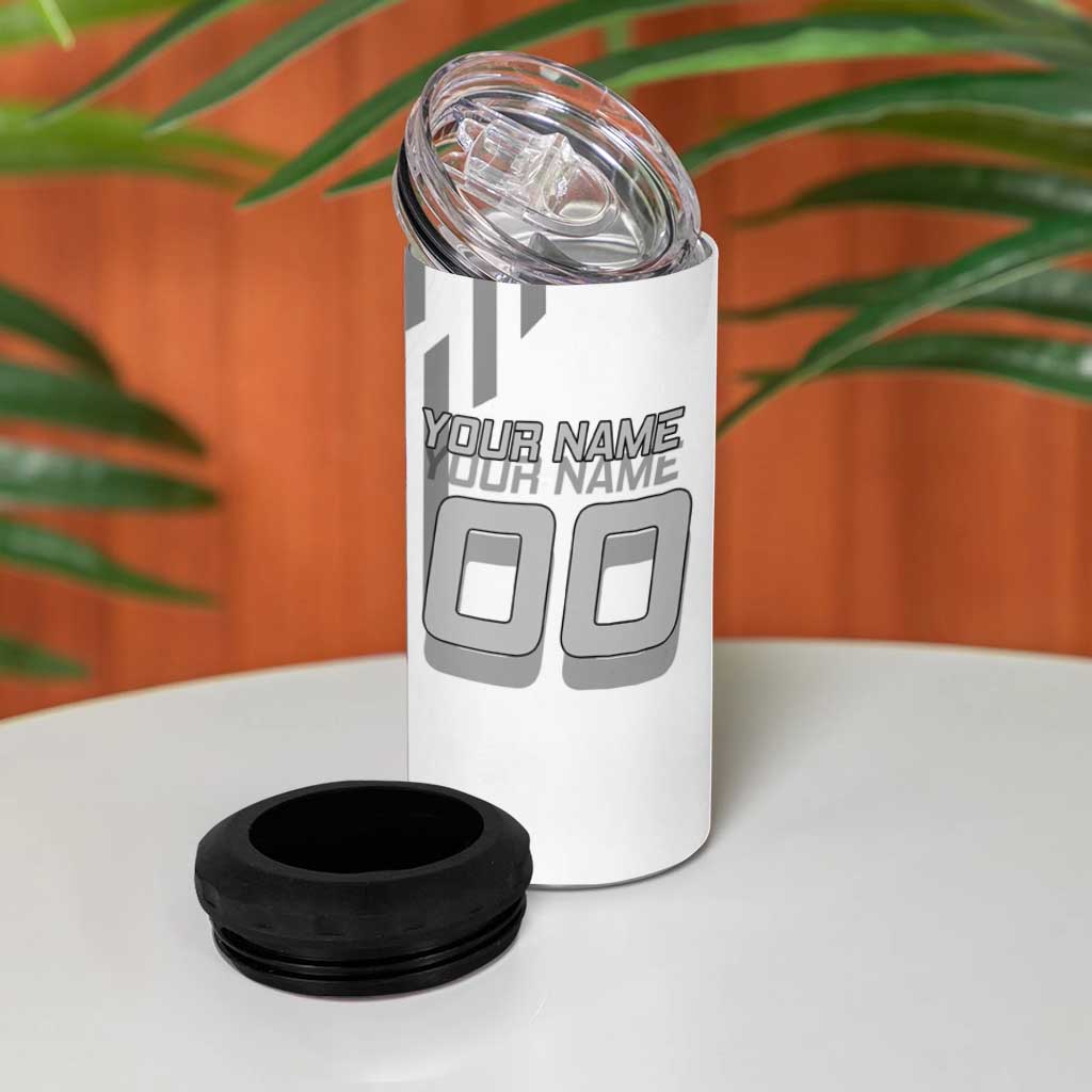 Personalized Obanai Iguro Demon Slayer Badminton 4 in 1 Can Cooler Tumbler with Racket Action Pose and Black White Graphic Design - The Mazicc