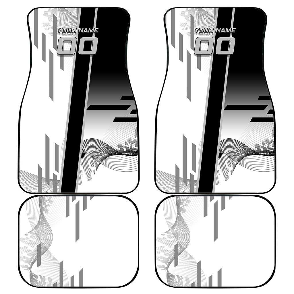 Personalized Obanai Iguro Demon Slayer Badminton Car Mats with Racket Action Pose and Black White Graphic Design - The Mazicc