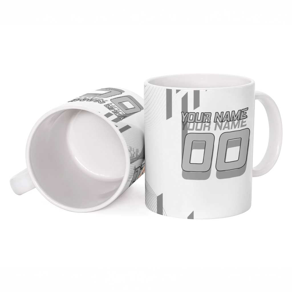 Personalized Obanai Iguro Demon Slayer Badminton Ceramic Mug with Racket Action Pose and Black White Graphic Design - The Mazicc