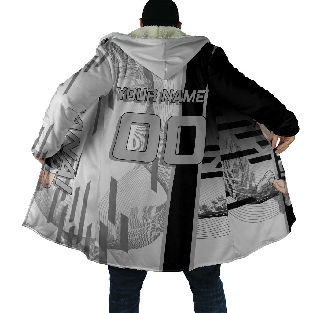 Personalized Obanai Iguro Demon Slayer Badminton Cloak with Racket Action Pose and Black White Graphic Design - The Mazicc