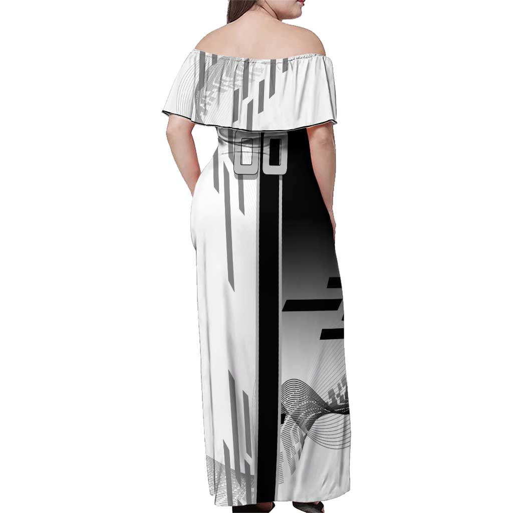 Personalized Obanai Iguro Demon Slayer Badminton Family Matching Off Shoulder Maxi Dress and Hawaiian Shirt with Racket Action Pose and Black White Graphic Design