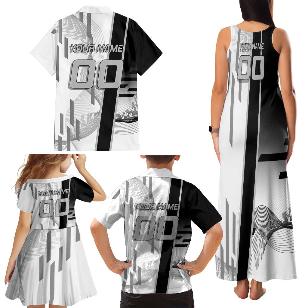 Personalized Obanai Iguro Demon Slayer Badminton Family Matching Tank Maxi Dress and Hawaiian Shirt with Racket Action Pose and Black White Graphic Design