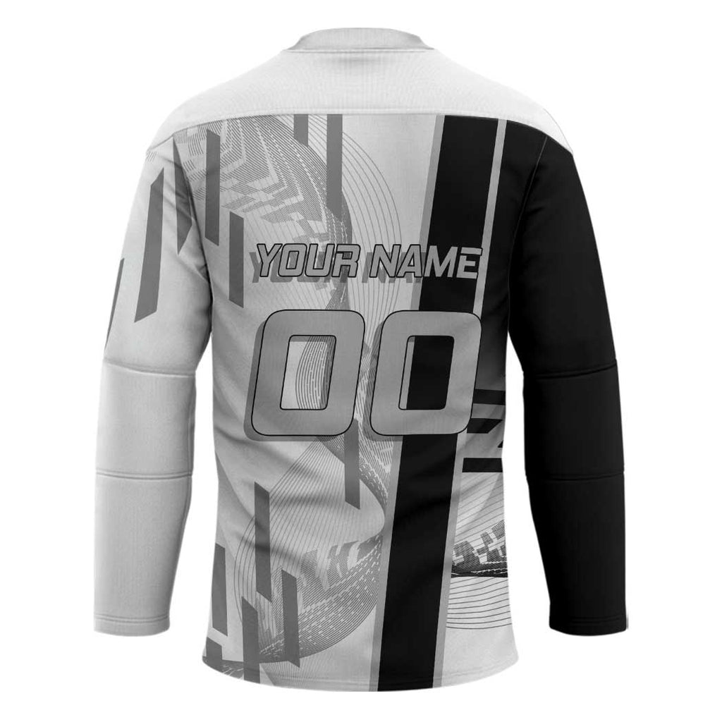 Personalized Obanai Iguro Demon Slayer Badminton Hockey Jersey with Racket Action Pose and Black White Graphic Design - The Mazicc