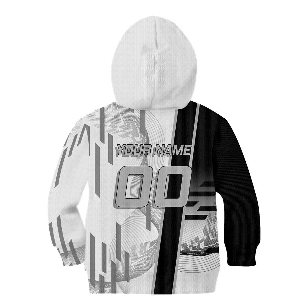 Personalized Obanai Iguro Demon Slayer Badminton Kid Hoodie with Racket Action Pose and Black White Graphic Design - The Mazicc
