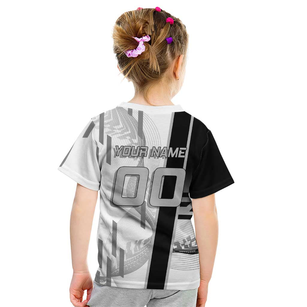 Personalized Obanai Iguro Demon Slayer Badminton Kid T Shirt with Racket Action Pose and Black White Graphic Design - The Mazicc