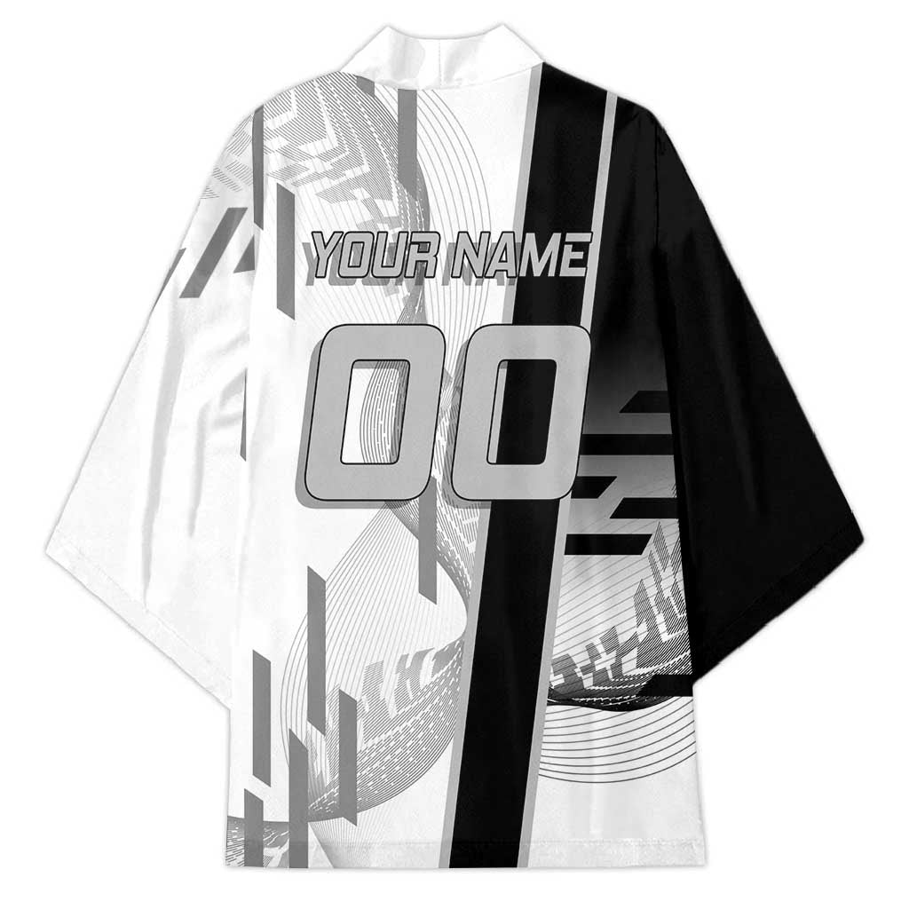 Personalized Obanai Iguro Demon Slayer Badminton Kimono with Racket Action Pose and Black White Graphic Design - The Mazicc