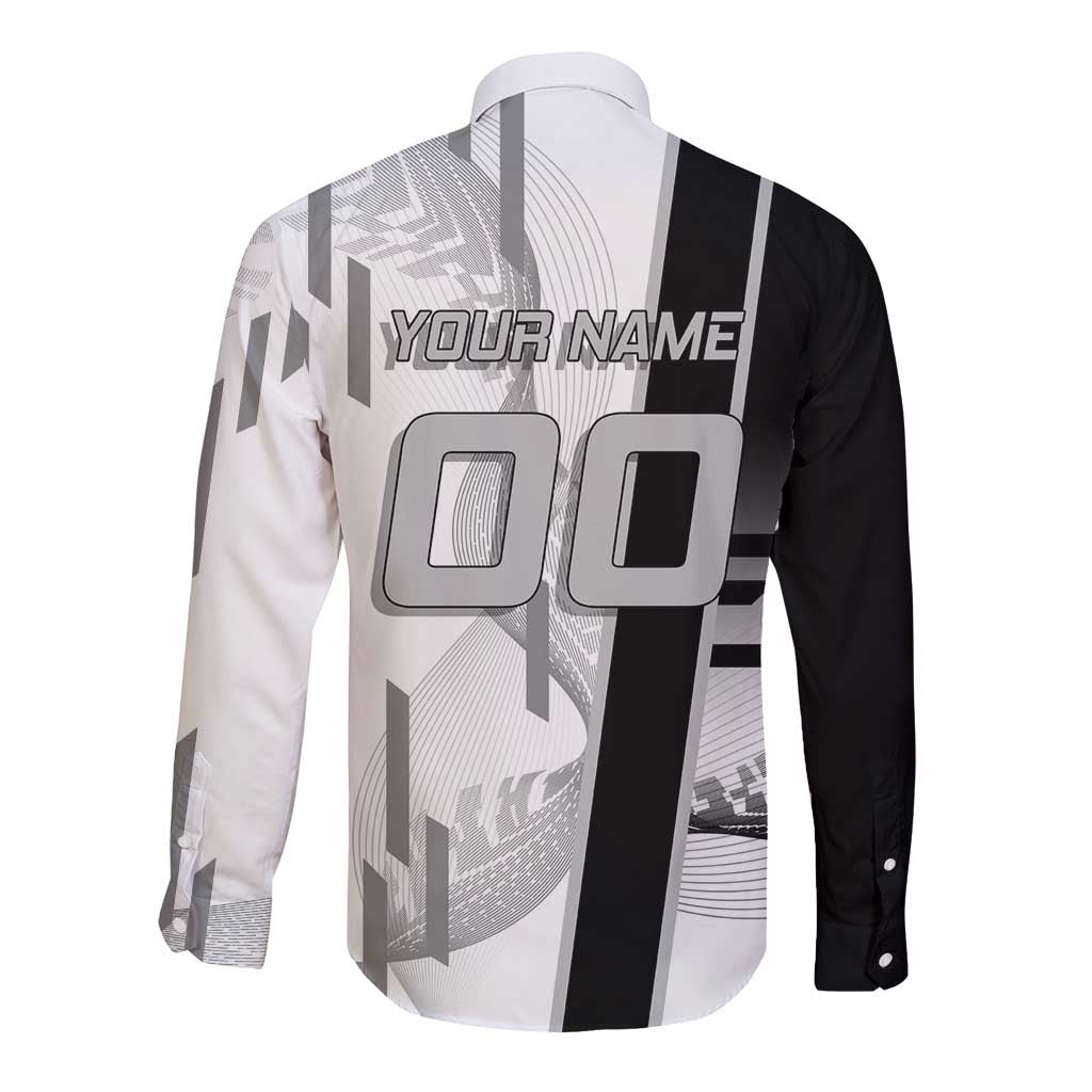 Personalized Obanai Iguro Demon Slayer Badminton Long Sleeve Button Shirt with Racket Action Pose and Black White Graphic Design - The Mazicc