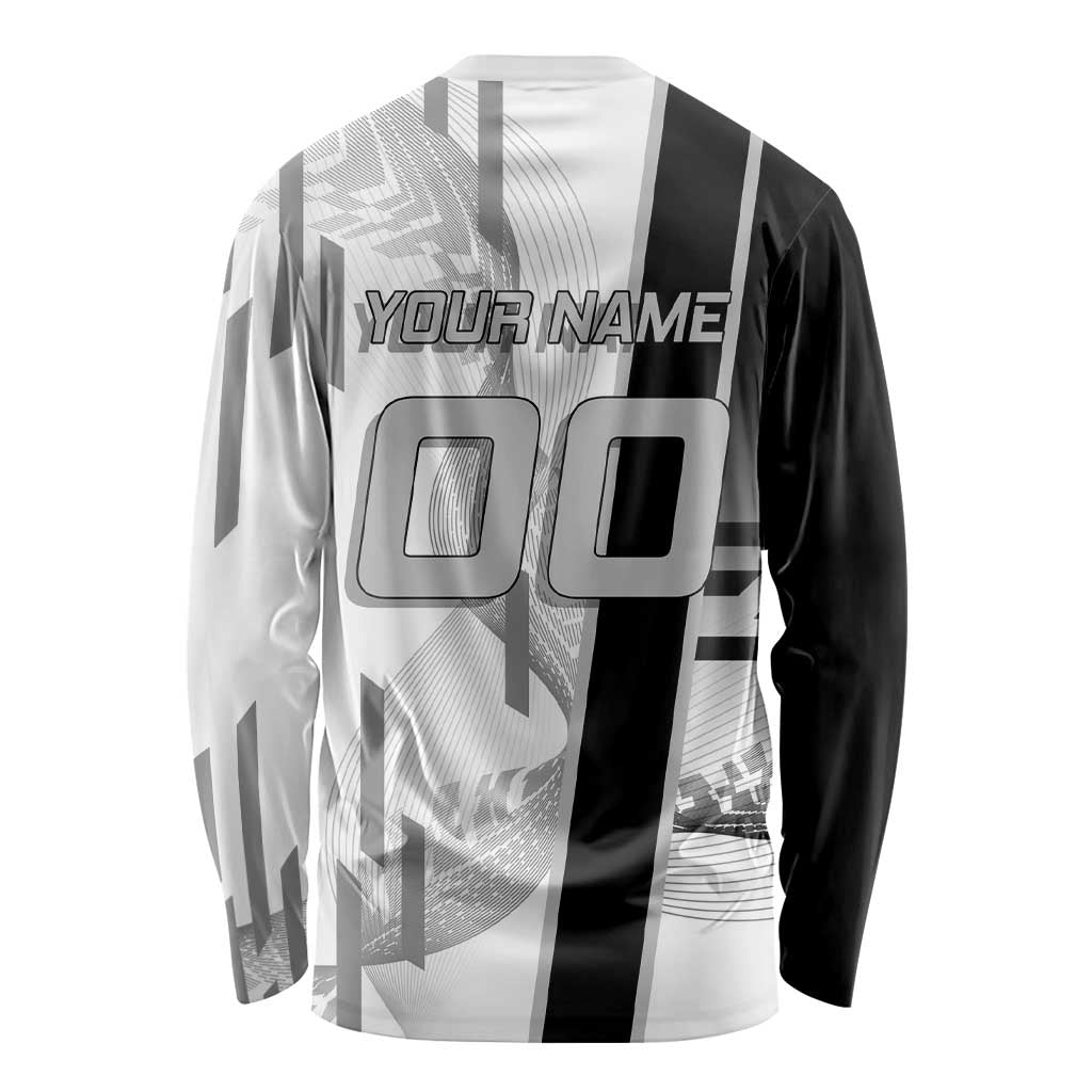Personalized Obanai Iguro Demon Slayer Badminton Long Sleeve Shirt with Racket Action Pose and Black White Graphic Design - The Mazicc