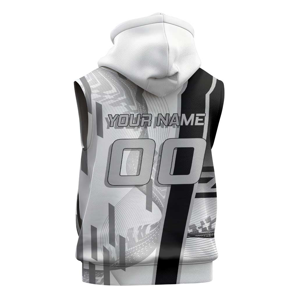 Personalized Obanai Iguro Demon Slayer Badminton Sleeveless Zip Hoodie with Racket Action Pose and Black White Graphic Design - The Mazicc