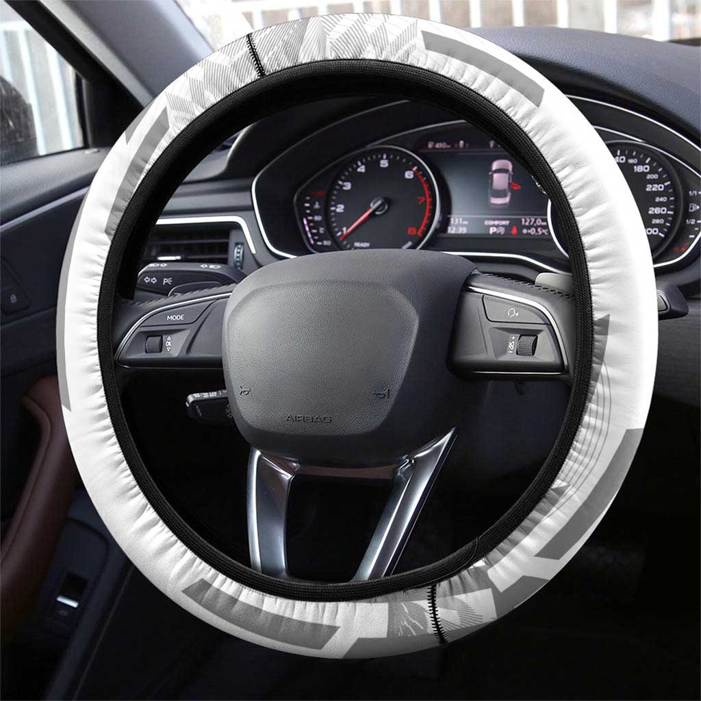 Obanai Iguro Demon Slayer Badminton Steering Wheel Cover with Racket Action Pose and Black White Graphic Design - The Mazicc